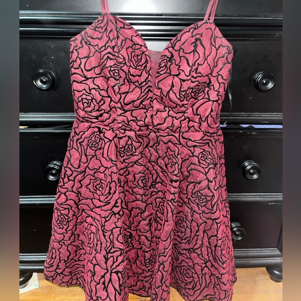 B Darlin Burgundy Velvet Dress